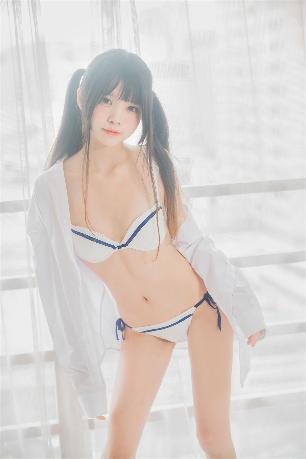 图片[1]-桜桃喵 VOL.003 [47P] 白衬衫双马尾-微密空间-全网最全抖音网红铁粉空间写真